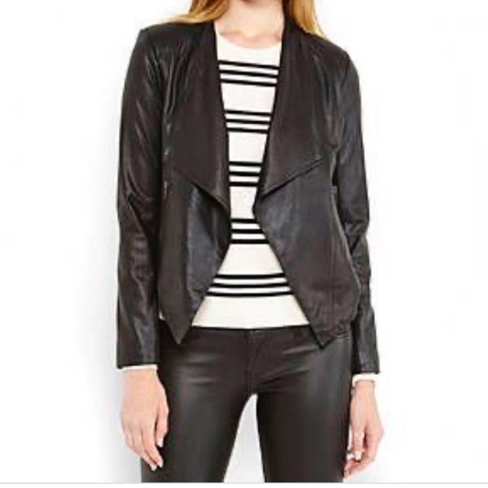 Leather Drape-front Jacket - Medium - C-LECTIVE